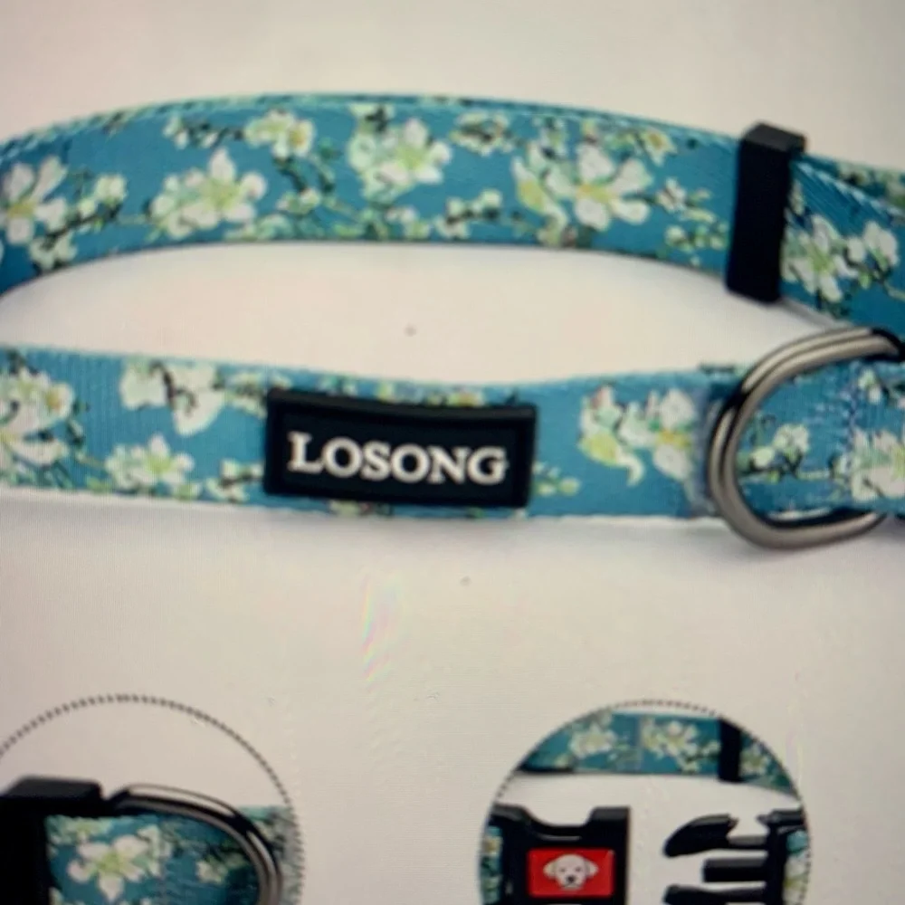 Losong Blue Floral Dog Collar